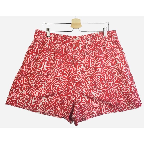 NWT LOFT outlet linen blend pull on high rise shorts red print woman's size XL - Picture 1 of 12